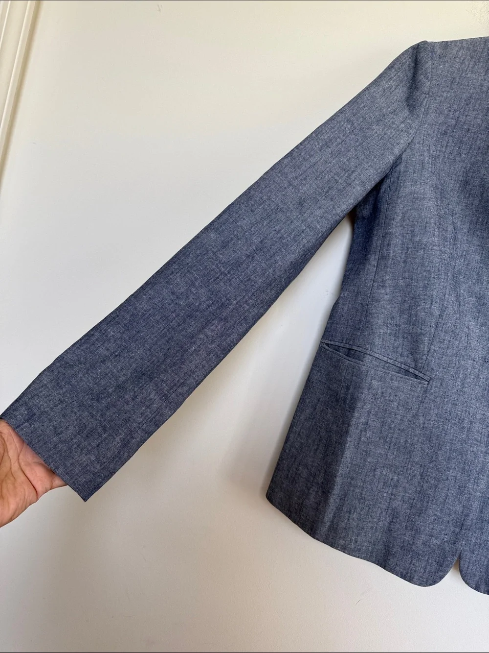J. Crew Women's Light Blue Chambray Single-Button Blazer